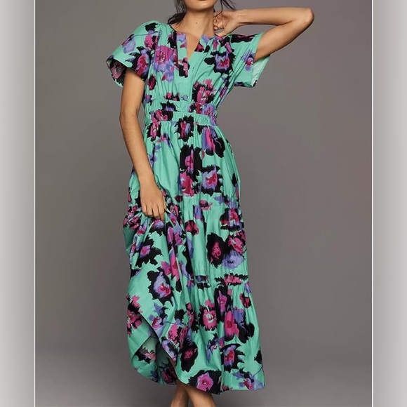 NWOT Anthropologie The Somerset Maxi Dress in Turquoise Size Small - Picture 2 of 14